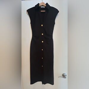Zara Black Midi Dress with Gold Buttons